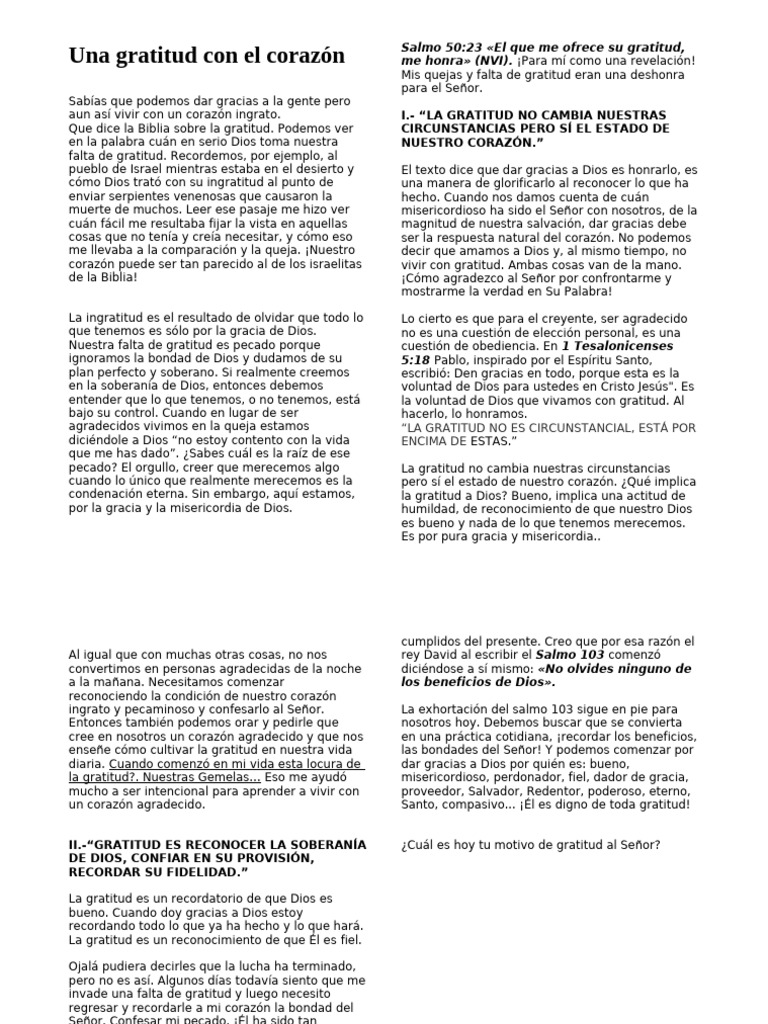 La Importancia de la Gratitud en Dios | PDF | Gratitud | Pecado