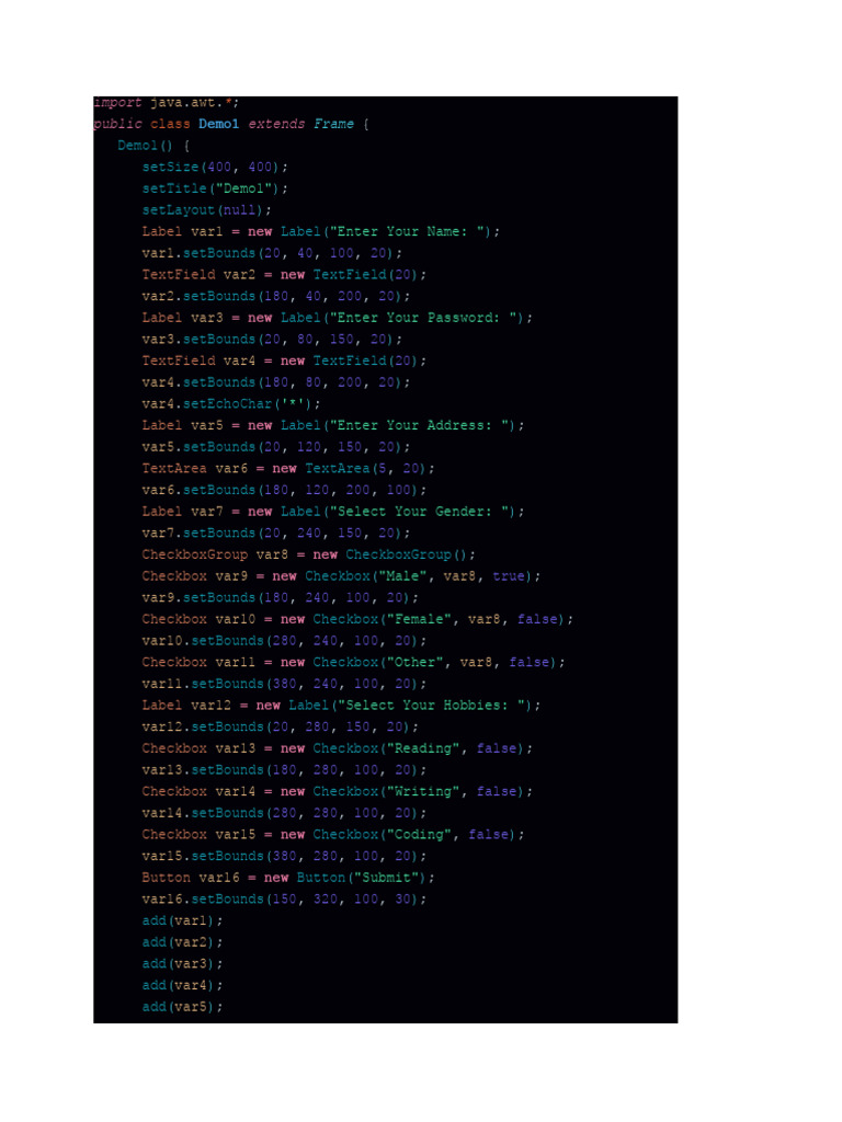 Java AWT GUI Examples and Calculator | PDF | Computing | Computer ...