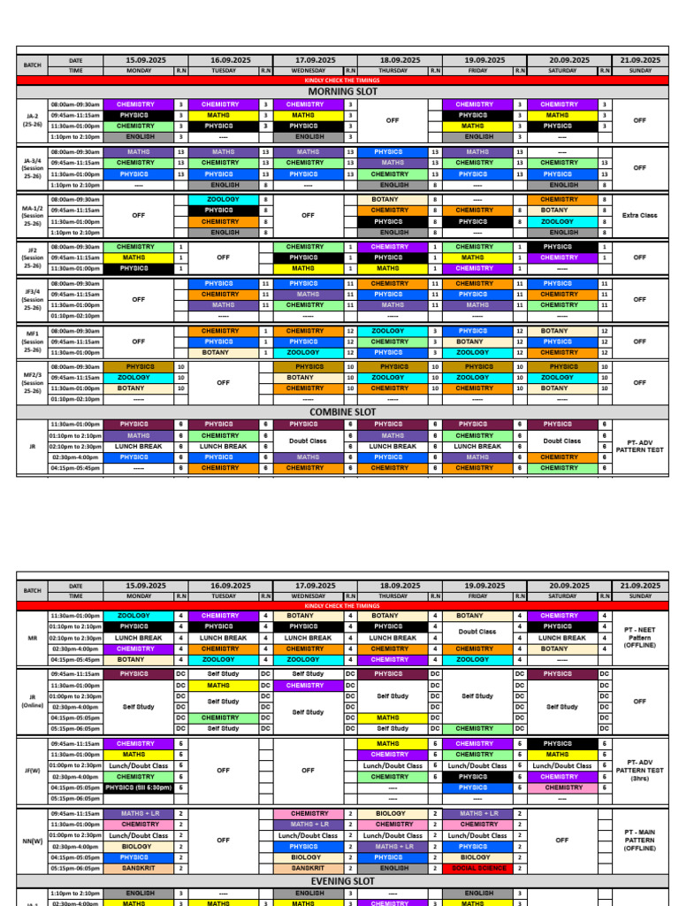 Weekly Schedule for Batch 15092025 | PDF