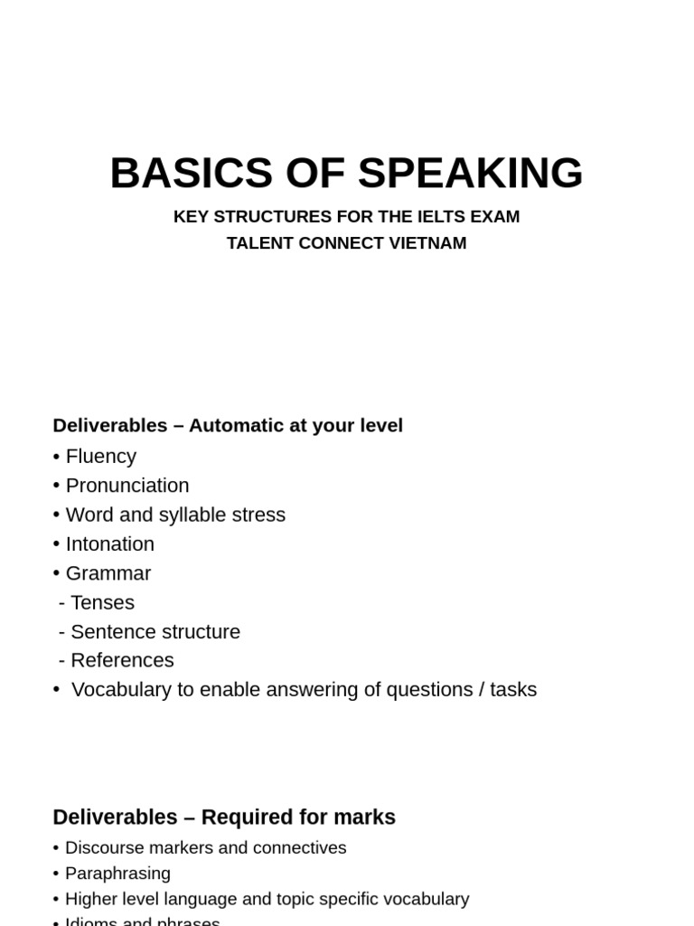 IELTS Basics of Speaking | PDF | Reason | Linguistics