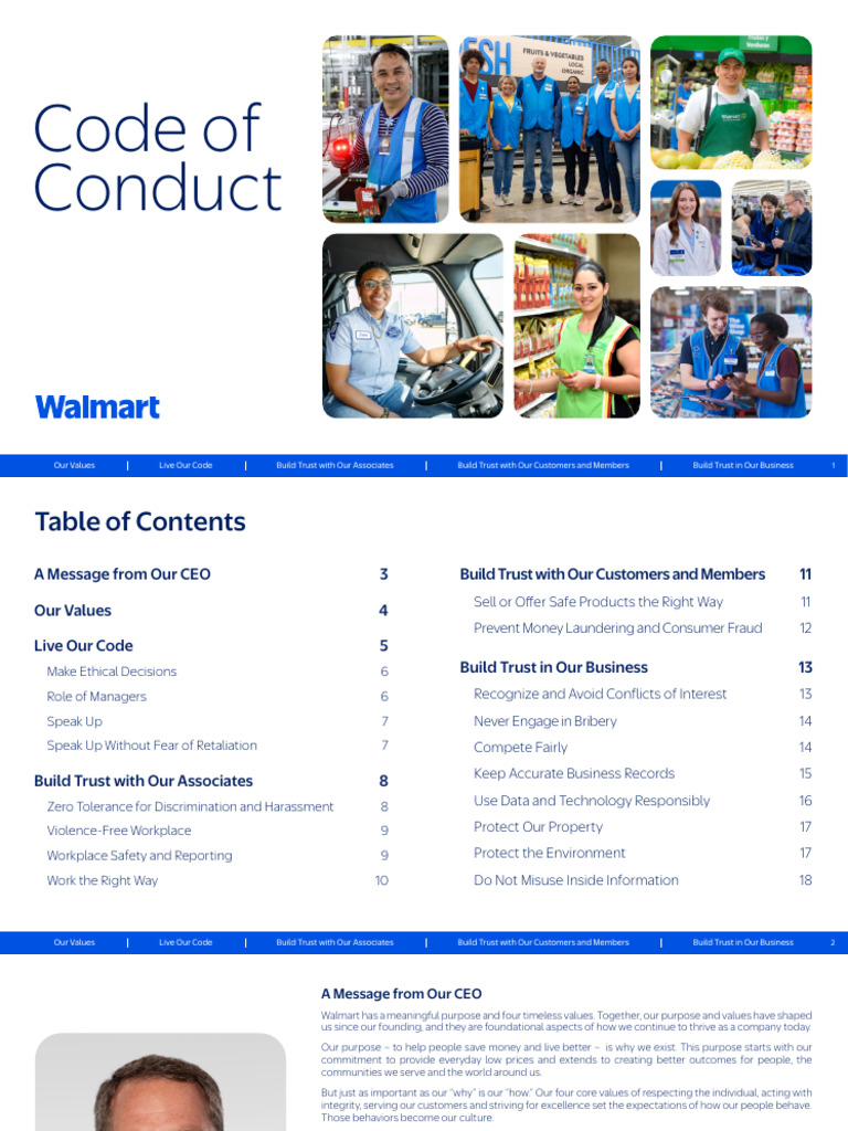 Walmart Code of Conduct Overview | PDF | Sexual Harassment | Bribery