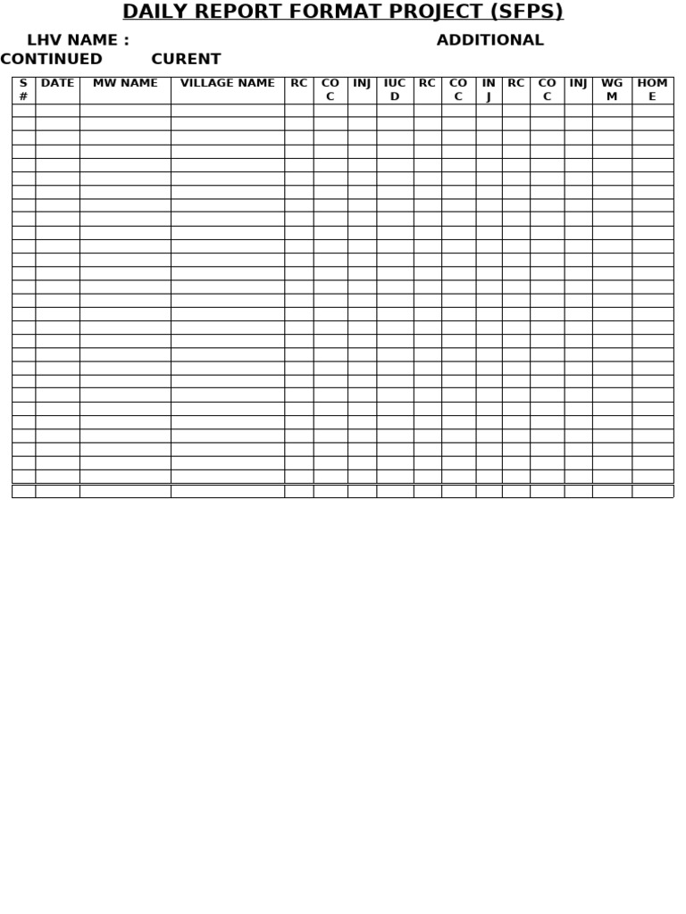 Daily Report Format for SFPS Project | PDF