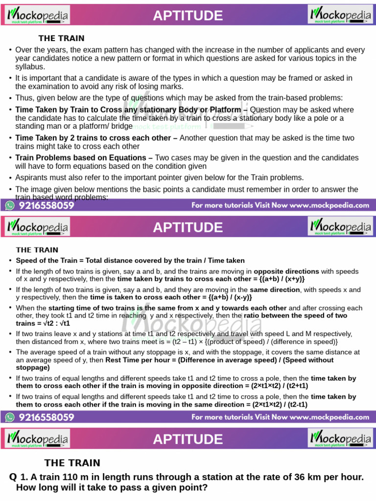 Length of Faster Train Calculation | PDF | Speed | Train