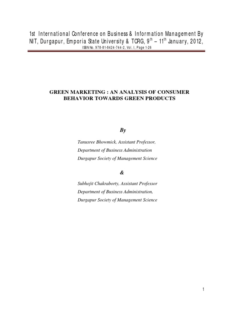 Consumer Behavior in Green Marketing | PDF | Marketing | Sustainability
