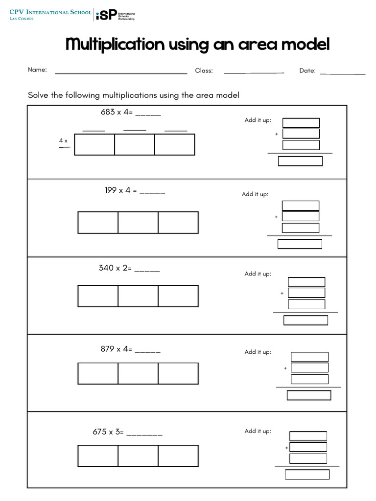 Area Model Multiplication Practice | PDF
