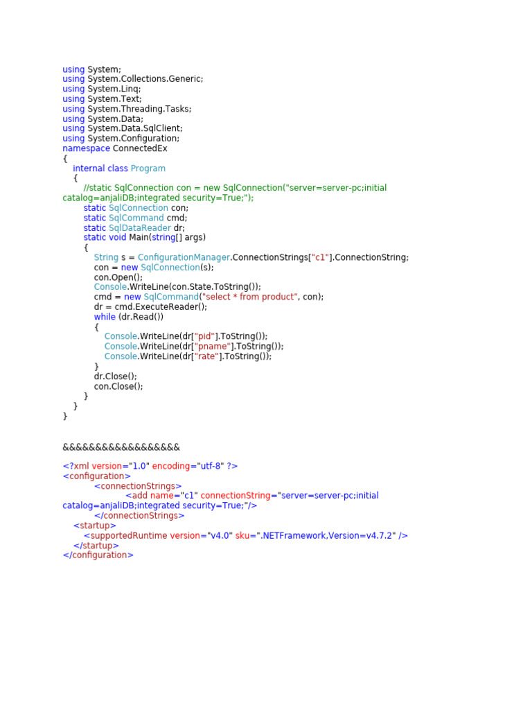 C# SQL Database Connection Example | PDF