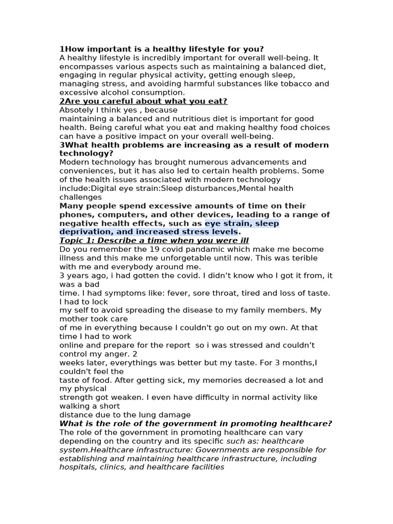 1how Important Is A Healthy Lifestyle For You | PDF | Health Care ...