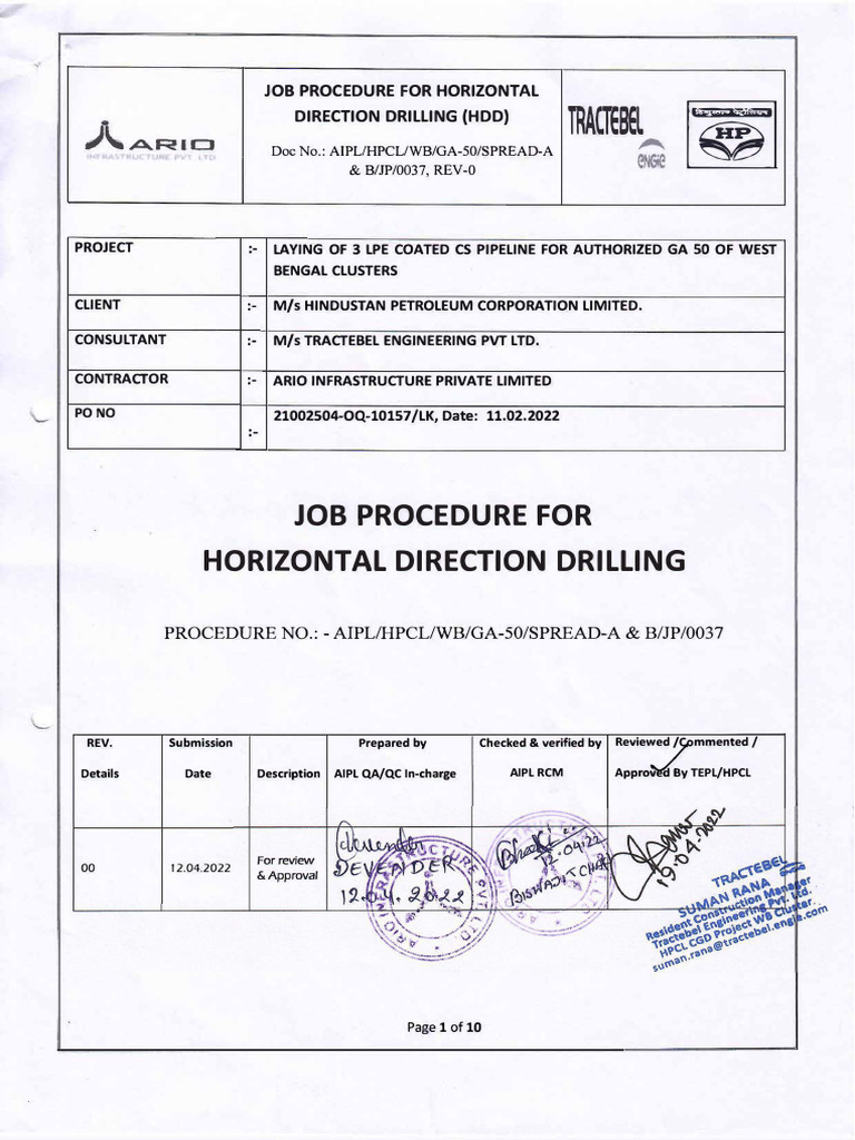 Horizontal Directional Drilling Procedure | PDF | Stress (Mechanics ...