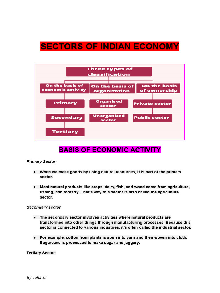 Sectors of the Indian Economy Explained | PDF | Employment | Gross ...