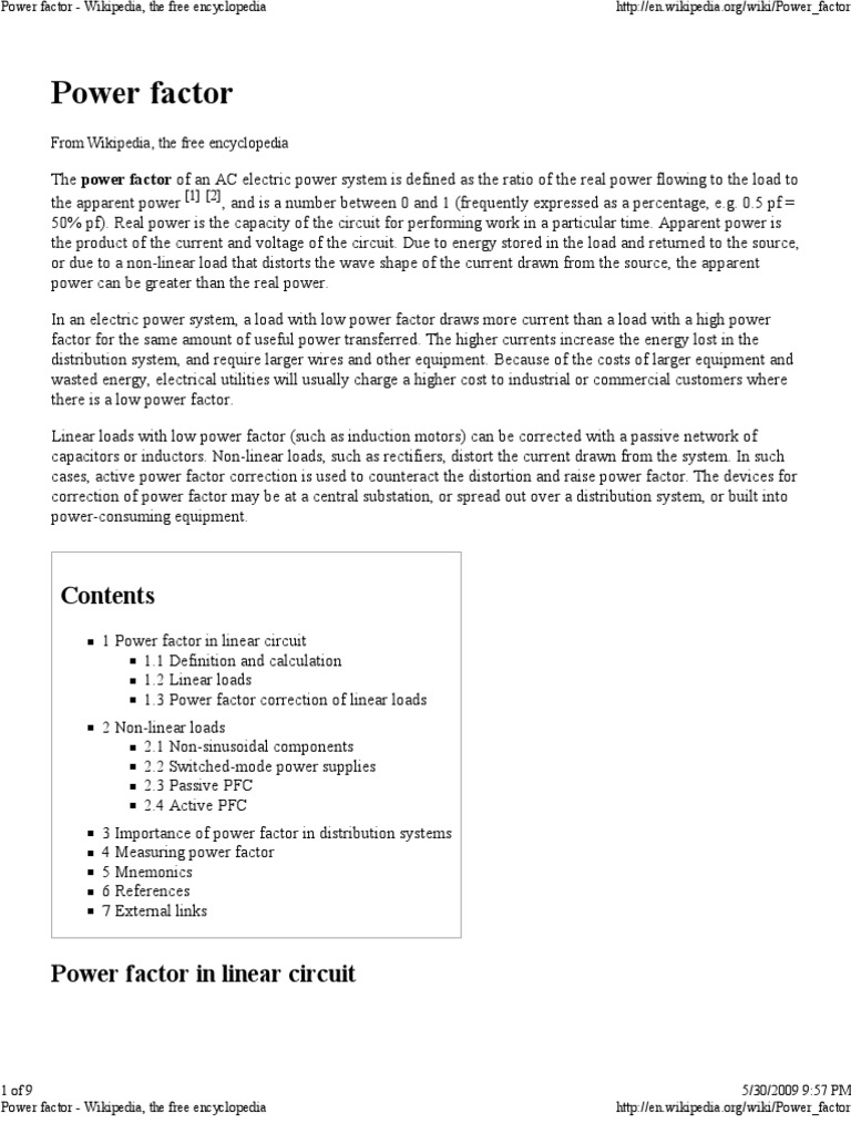 About Power Factor | PDF | Ac Power | Electric Power