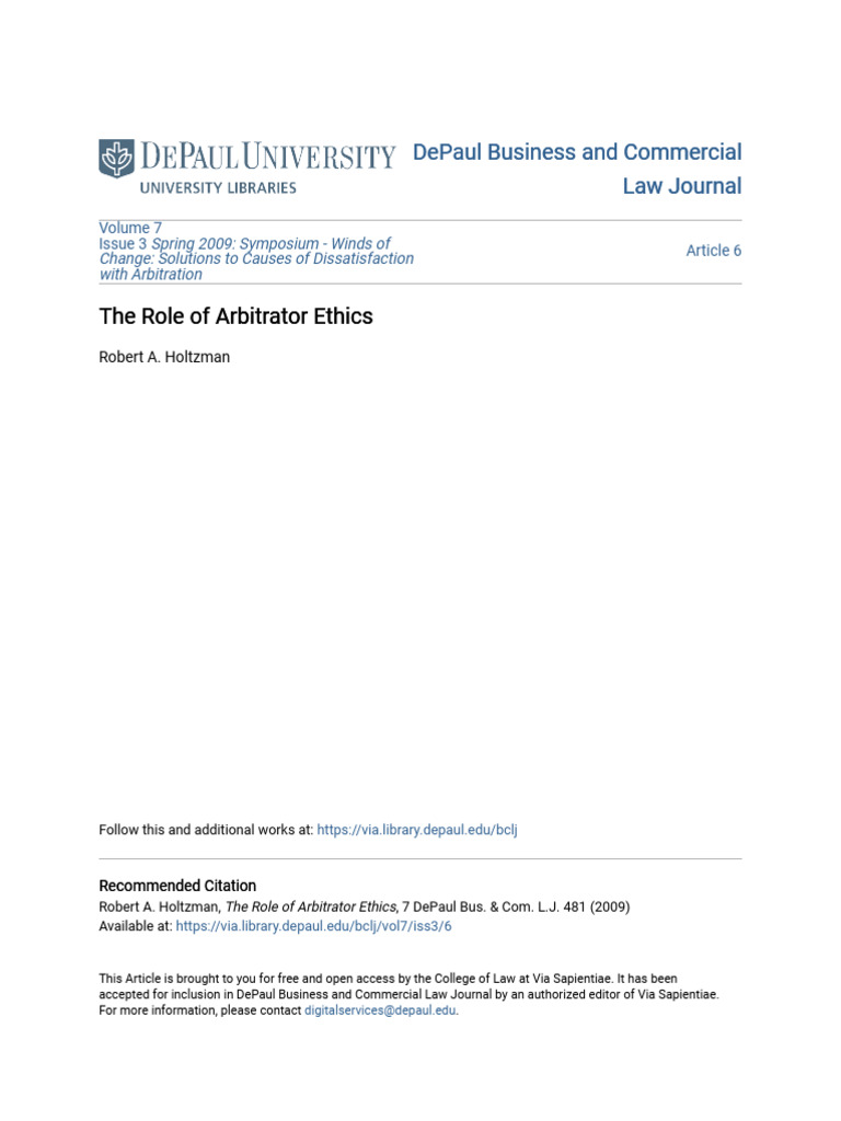 Ethics in Arbitration: Key Insights | PDF | Arbitration | Arbitral Tribunal