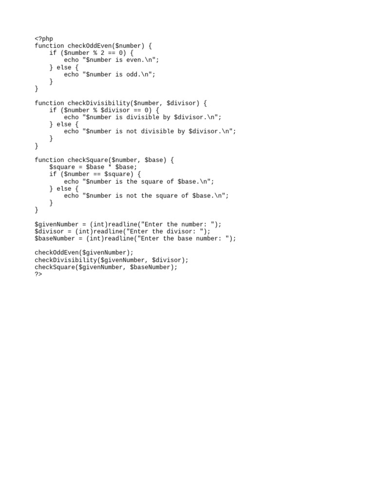 PHP Functions for Number Analysis | PDF