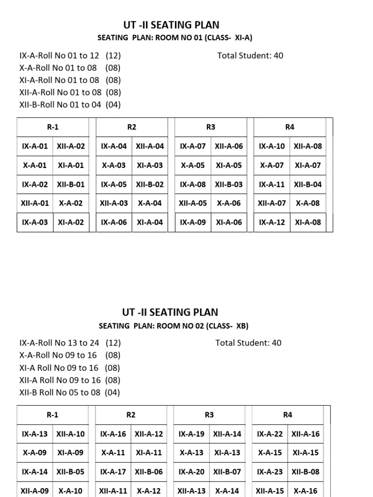 Seating Plan 9th To 12th | PDF