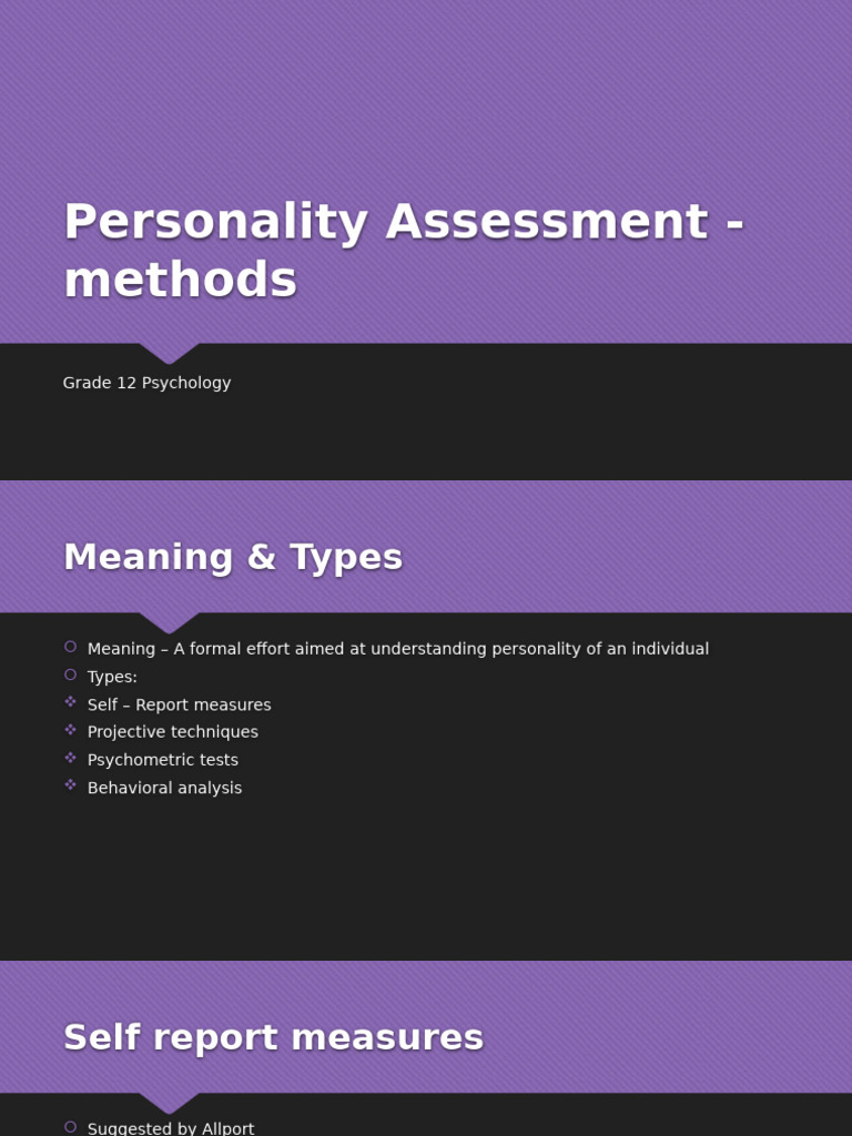 Personality Assessment Methods Explained | PDF | Psychology ...