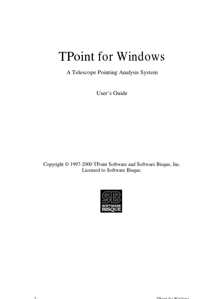 Tpoint For Windows: A Telescope Pointing Analysis System | PDF | Button ...
