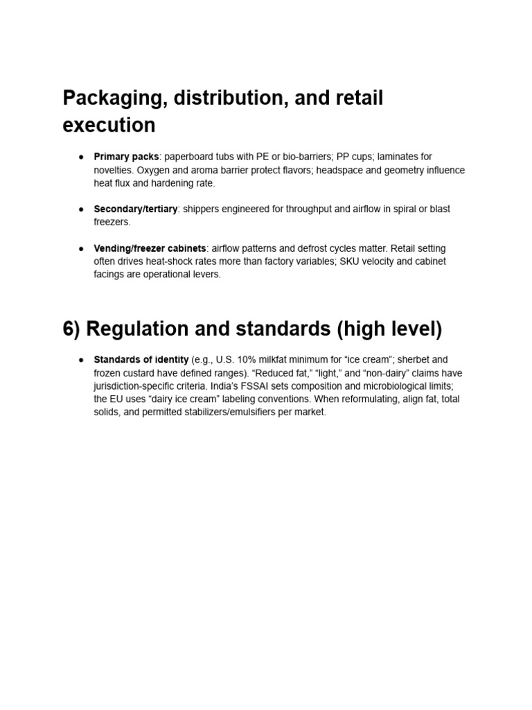 Packaging and Standards for Ice Cream | PDF