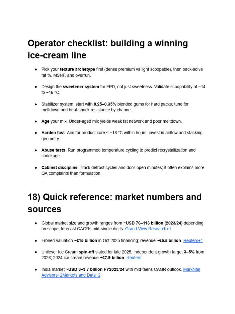 Operator Checklist - Building A Winning Ice-Cream Line | PDF