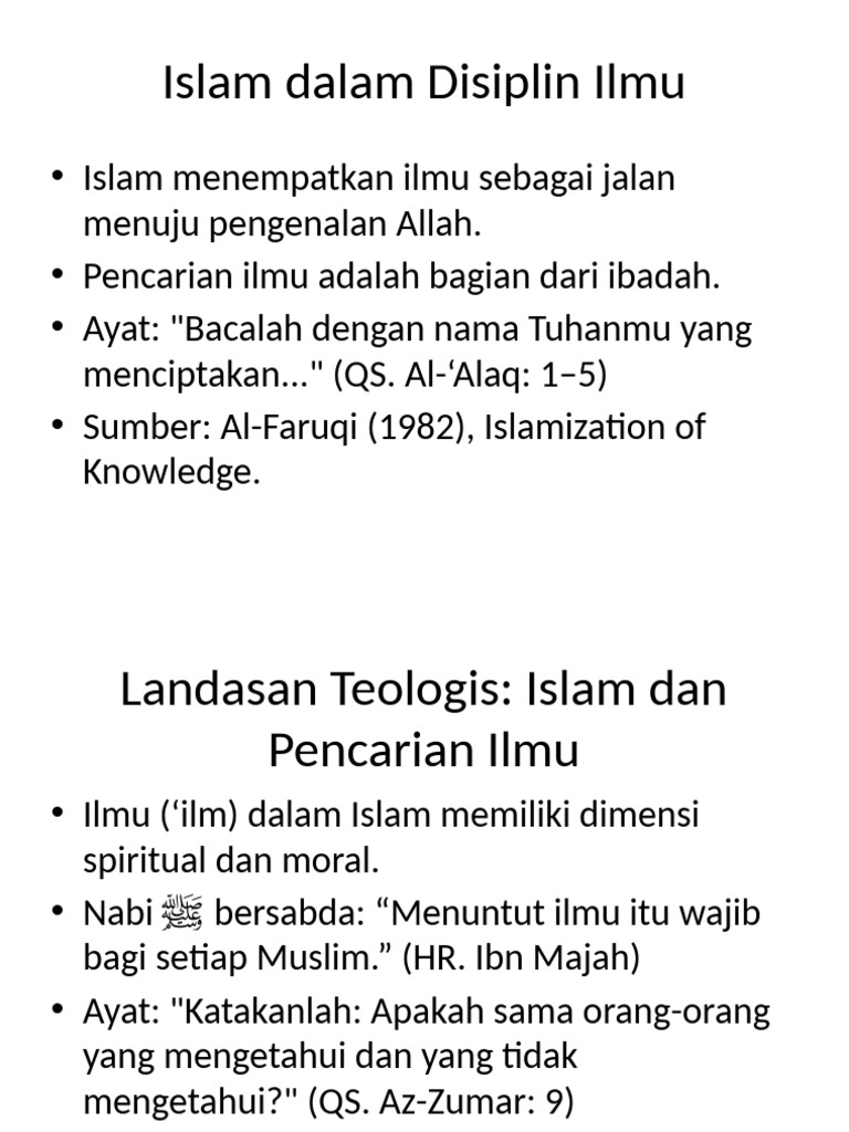 Integrasi Ilmu dan Agama dalam Islam | PDF