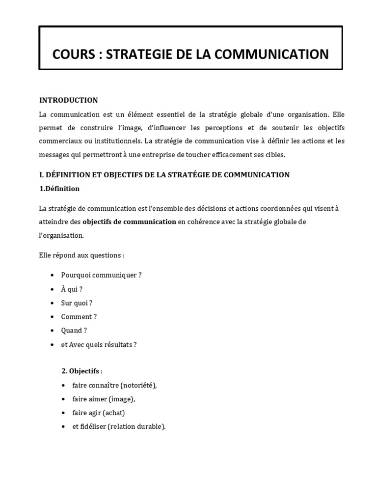 Stratégie de Communication Efficace | PDF | Promotion (marketing ...
