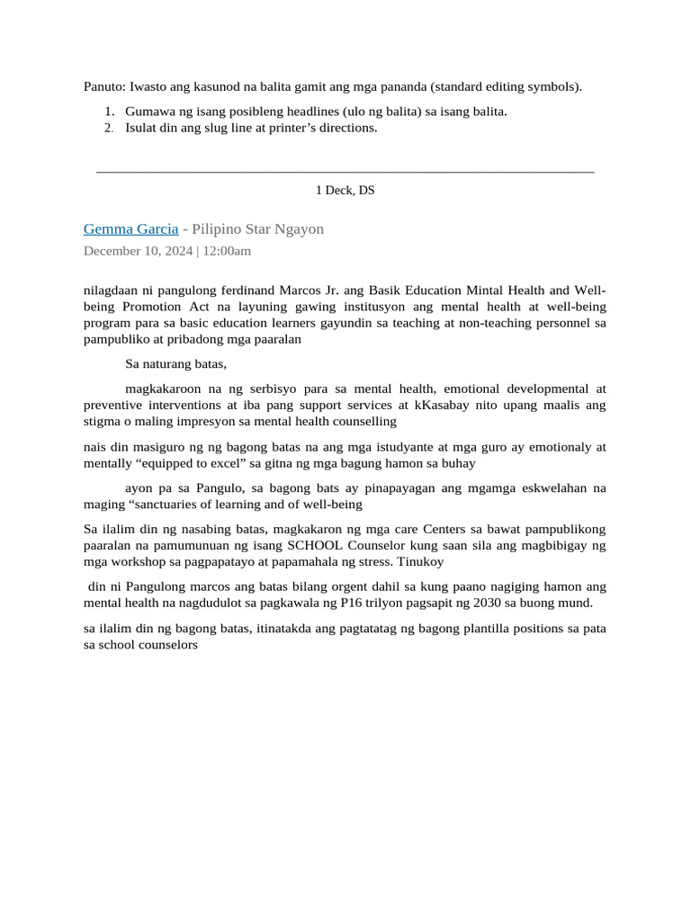 Copyreading Exercises | PDF