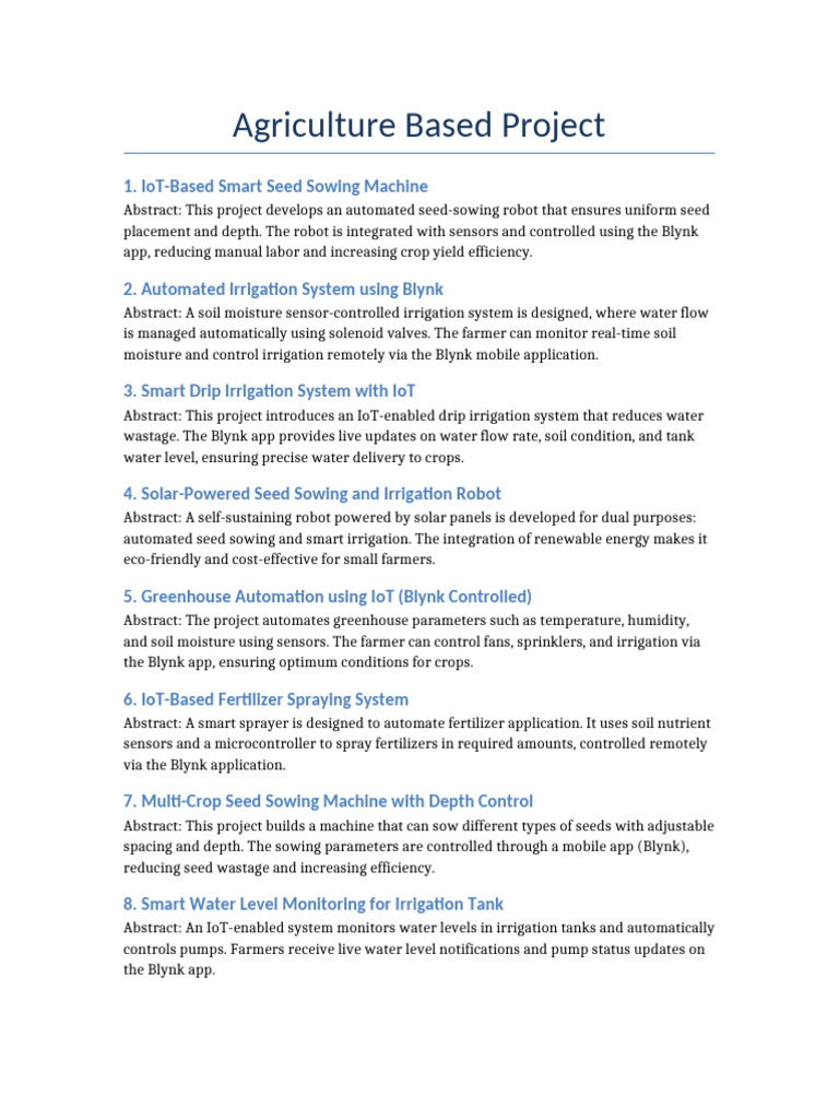 IoT Innovations in Smart Agriculture Projects | PDF | Irrigation ...