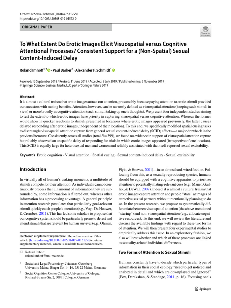 Erotic Images and Cognition | PDF | Attention | Cognitive Science