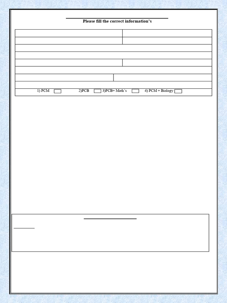 Student Admission Information Form | PDF