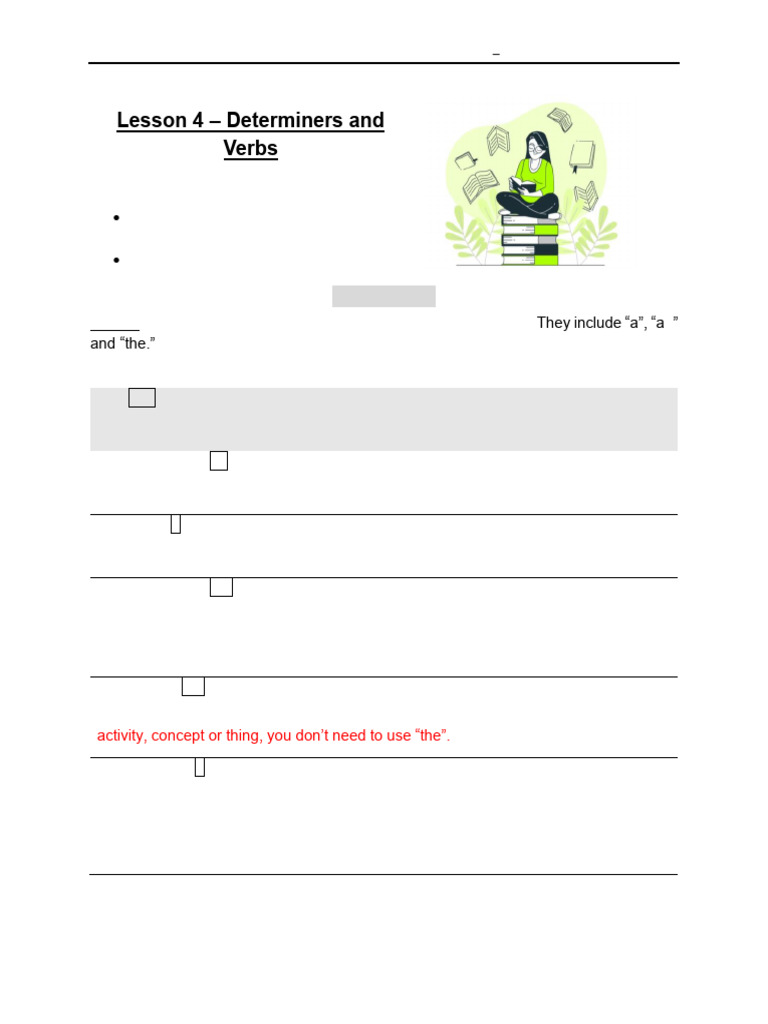 Determiners and Verbs in English Grammar | PDF | Verb | Grammatical Tense