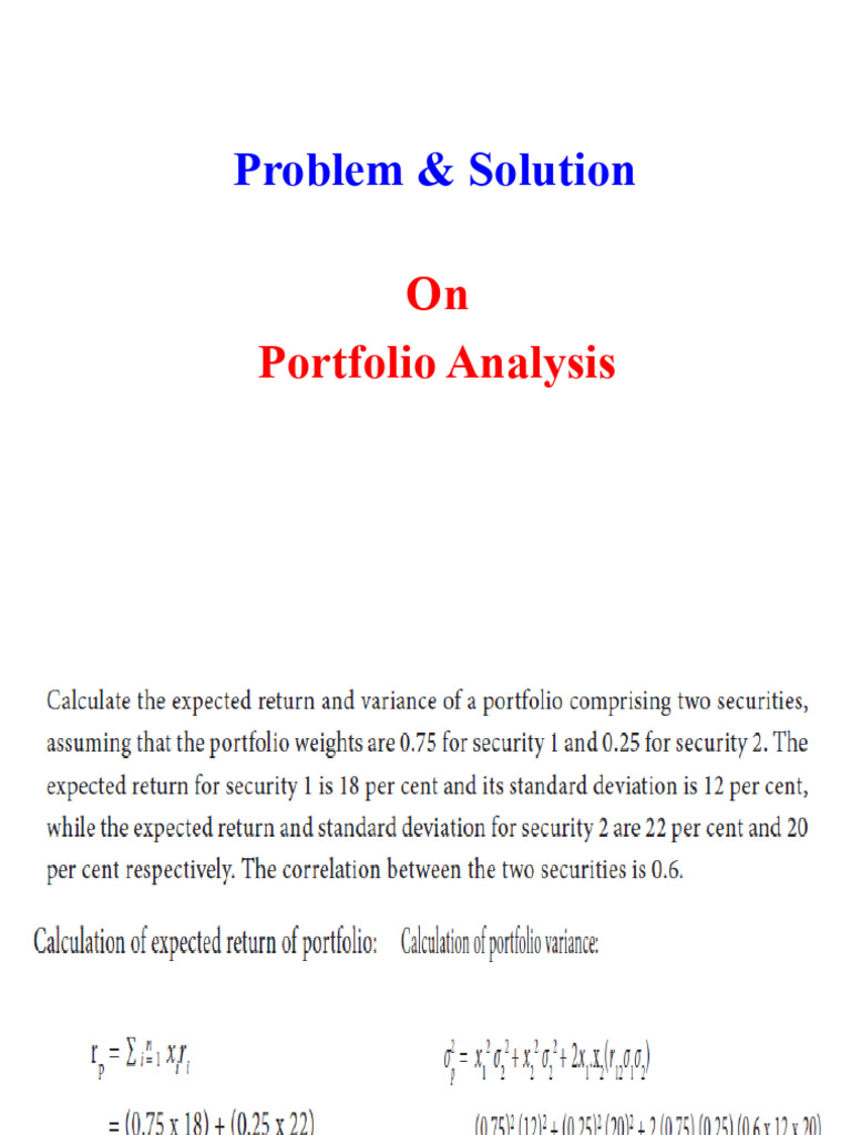 Presentation - 7 (Problem Solution Portfolio Analysis) | PDF