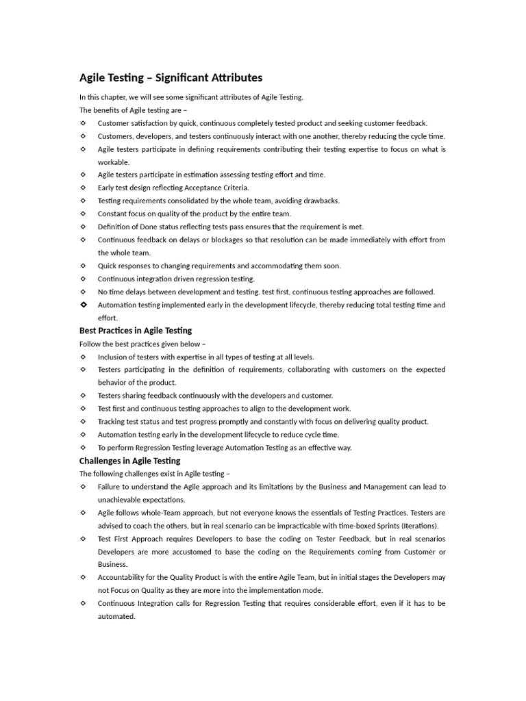 Agile Testing 5 – Significant Attributes | PDF | Agile Software ...