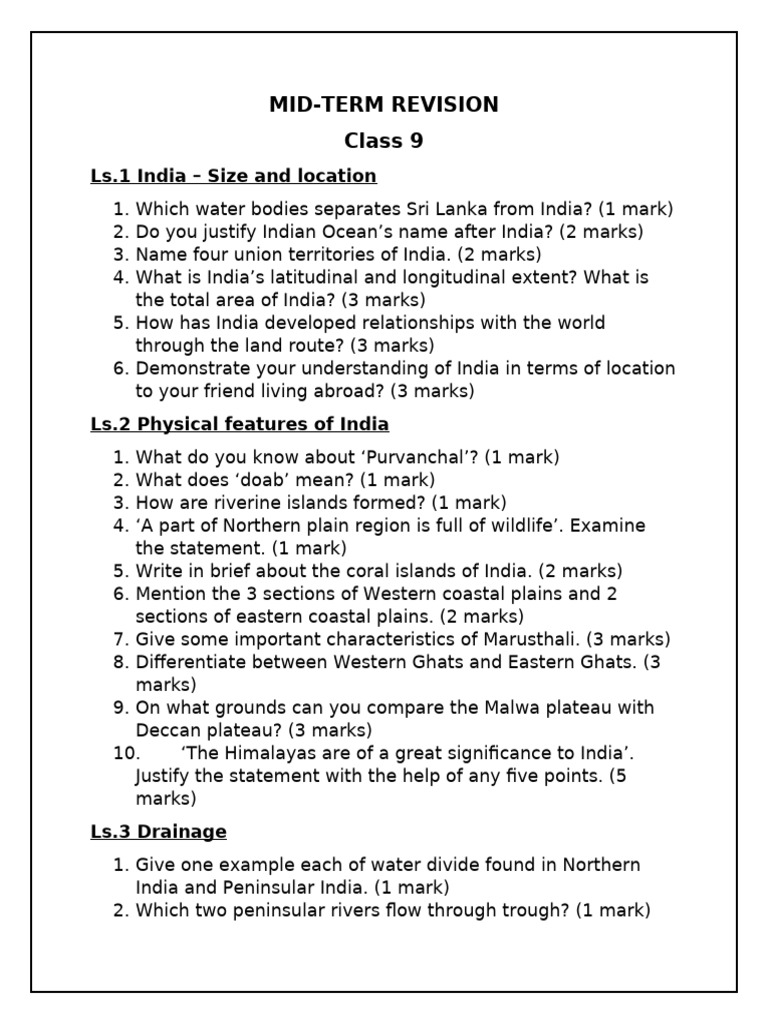 Class 9 MT Revision Worksheet-1 | PDF
