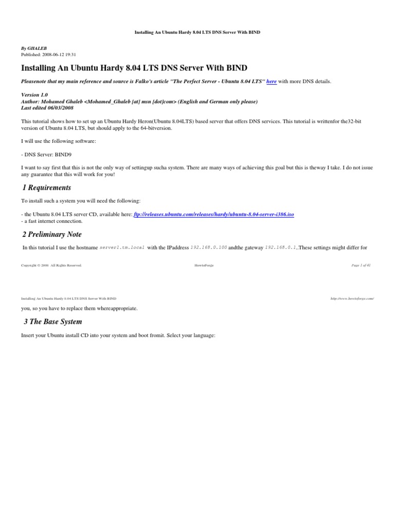 Installing An Ubuntu DNS Server With BIND | PDF | Domain Name System ...