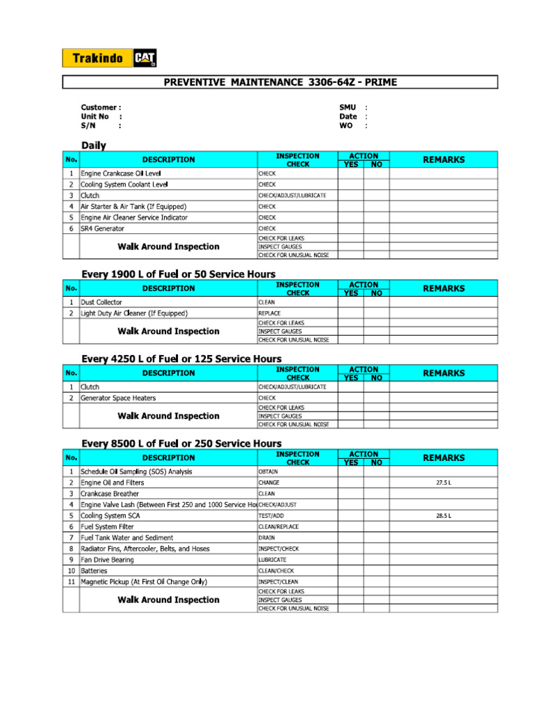 Checklist Engine 1d | PDF