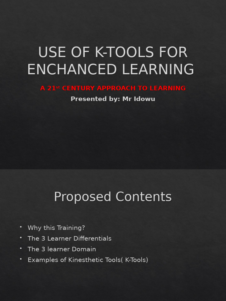 K-Tools for 21st Century Learning | PDF | Learning | Learning Styles