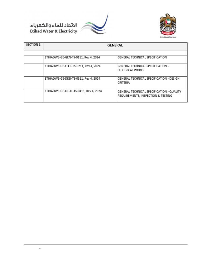 General Technical Specifications Overview | PDF