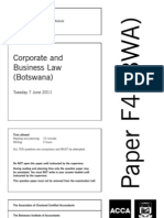 Corporate and Business Law (Botswana) : Tuesday 7 June 2011