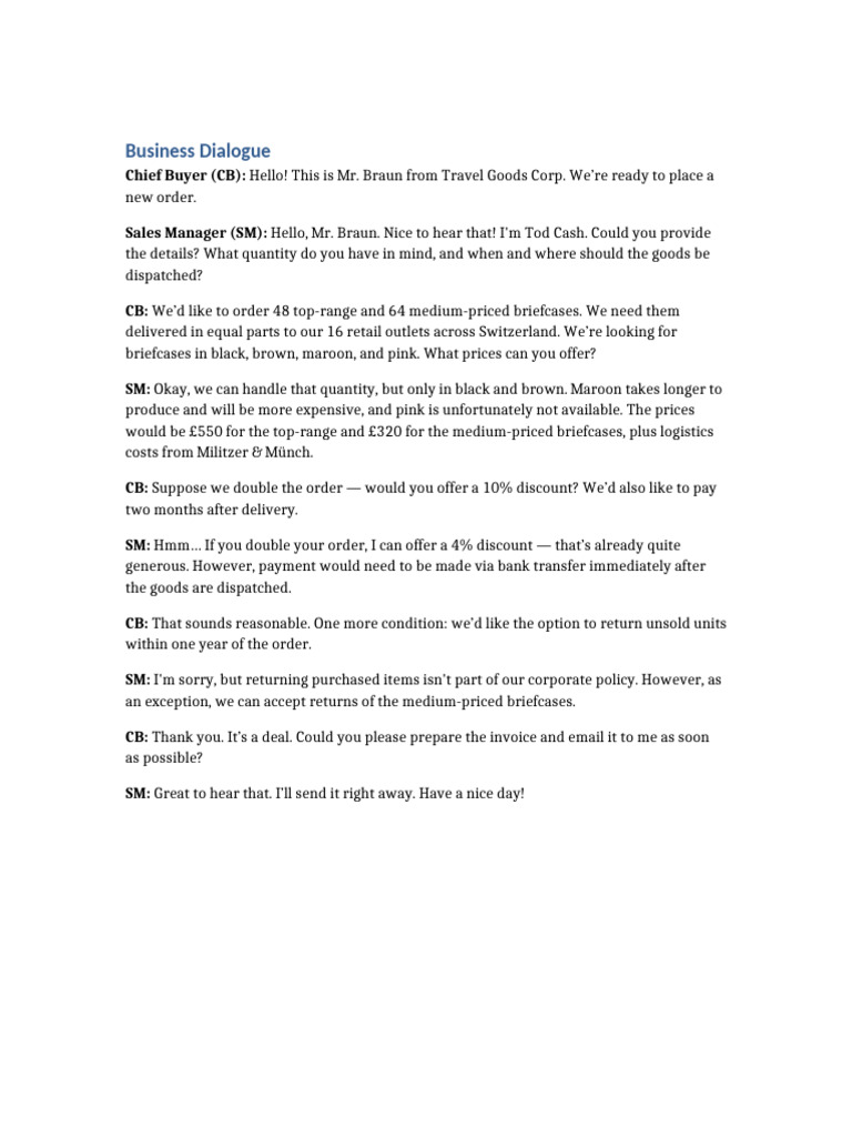 Business Dialogue | PDF