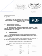 Deped Div. Memo No. 214 S. 2011 - Guidelines in The Organization of Classes, Gradeiyear Class Schedule, Time - Allotment of Subjects and Loading of Teachers For Sy 2011 - 2012