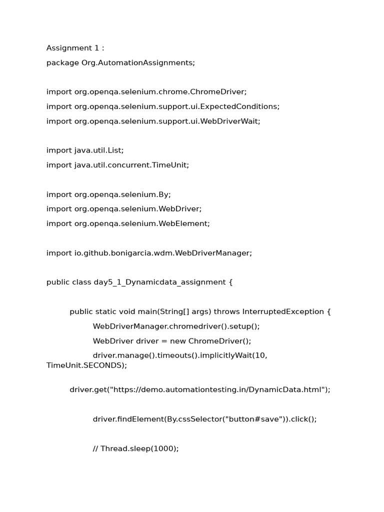 Selenium Dynamic Data and Waits Guide | PDF | Selenium (Software ...