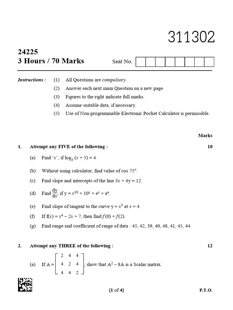 1st Class 1 Maths Question Paper | PDF | Standard Deviation ...