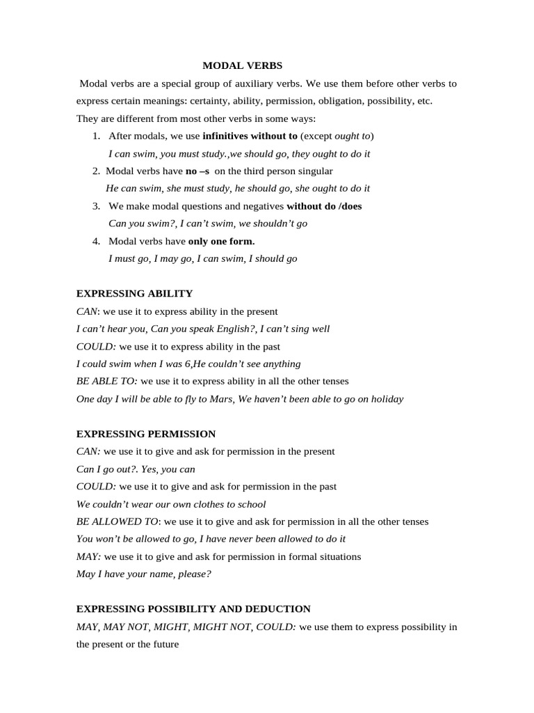 Understanding Modal Verbs in English | PDF | Verb | Linguistic Morphology