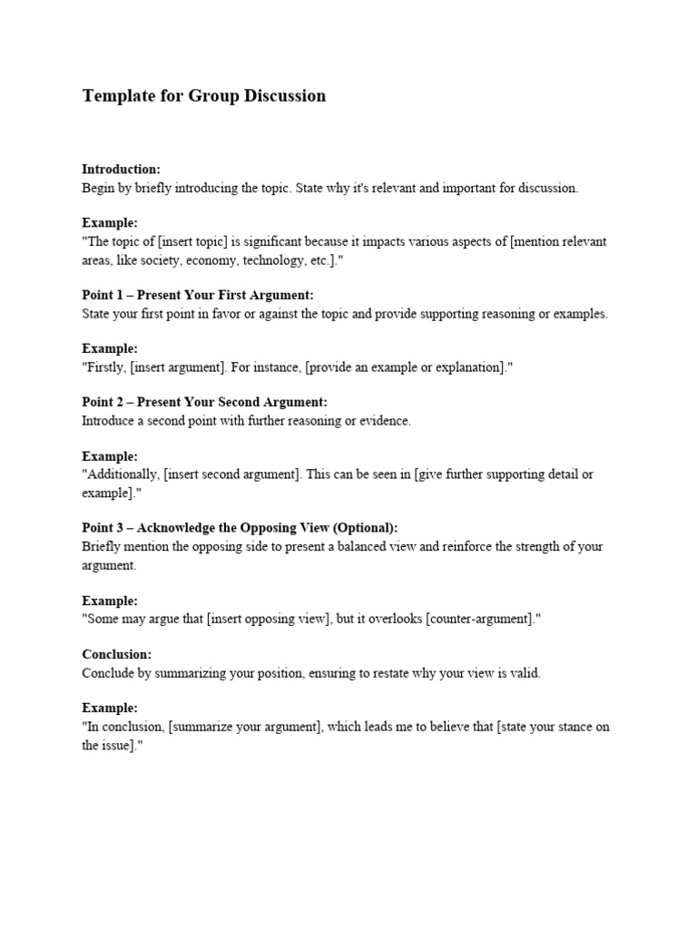 Group Discussion Template Guide | PDF