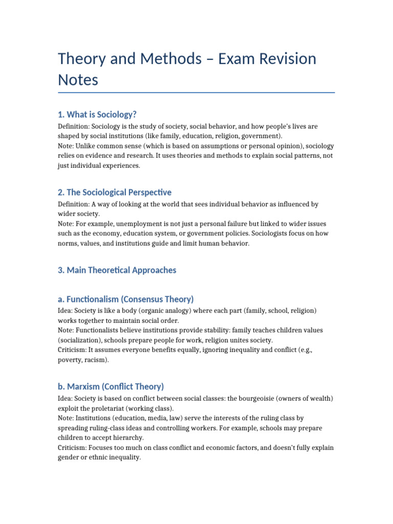 Sociology Exam Revision Notes Guide | PDF | Sociology | Society