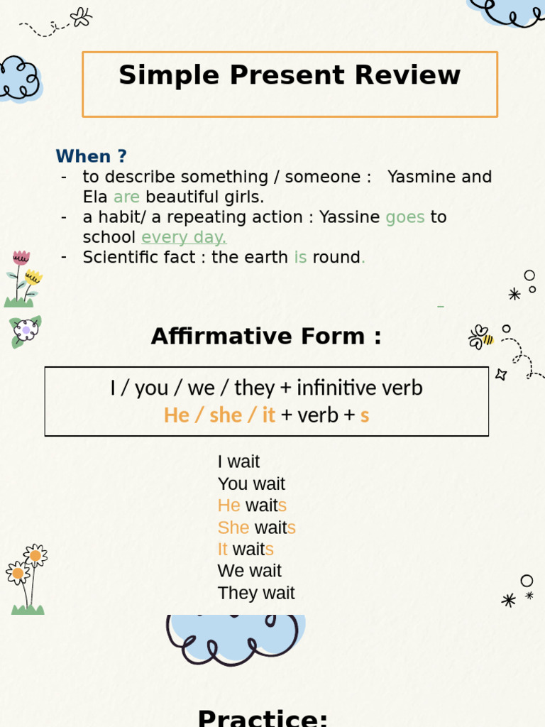 Simple Present and Continuous Tense Guide | PDF | Verb | Linguistic ...