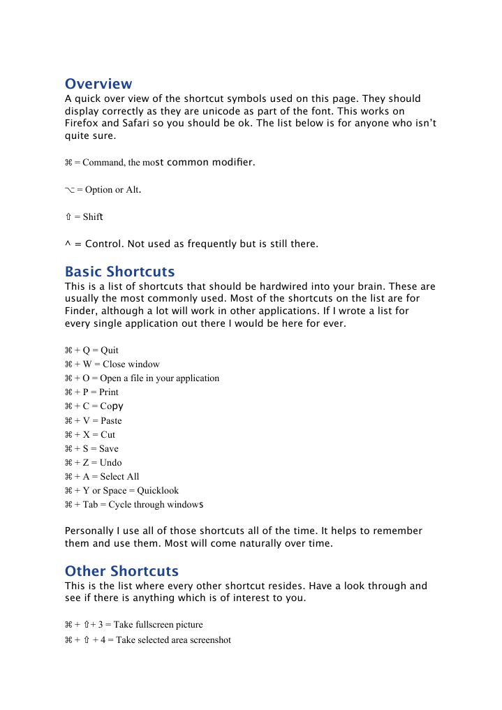 Essential Mac Finder Shortcuts | PDF | Finder (Software) | File Shortcut