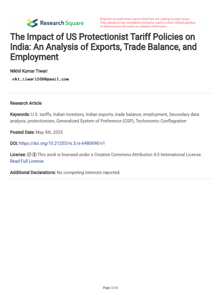 Impact of US Tariffs on India's Trade | PDF | Tariff | Protectionism