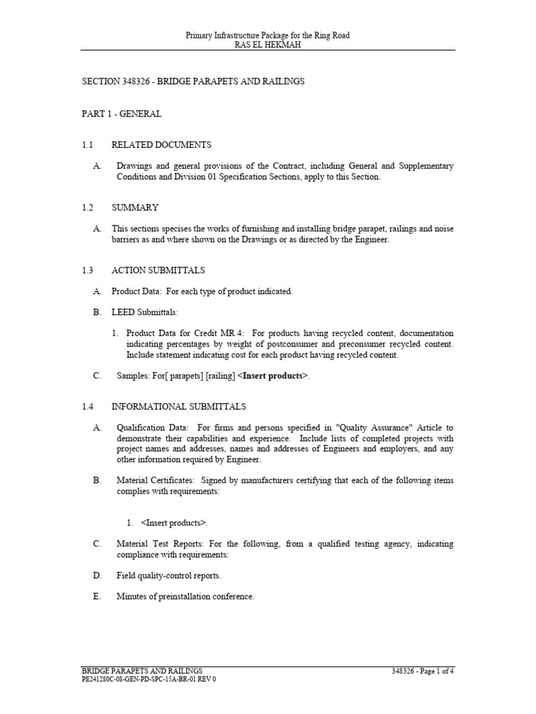 Bridge Parapets and Railings Specifications | PDF | Engineer | Welding