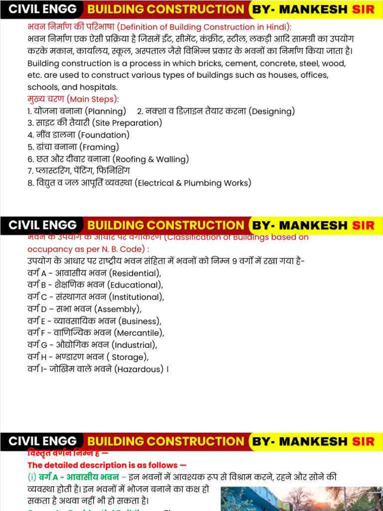 Building Construction - Unit-1 | PDF