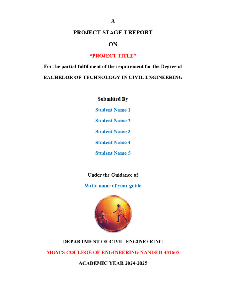 Project Report Format - Civil Dept - MGMCOEN | PDF | Methodology ...