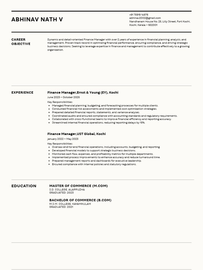 Abhinav Nath V Resume | PDF